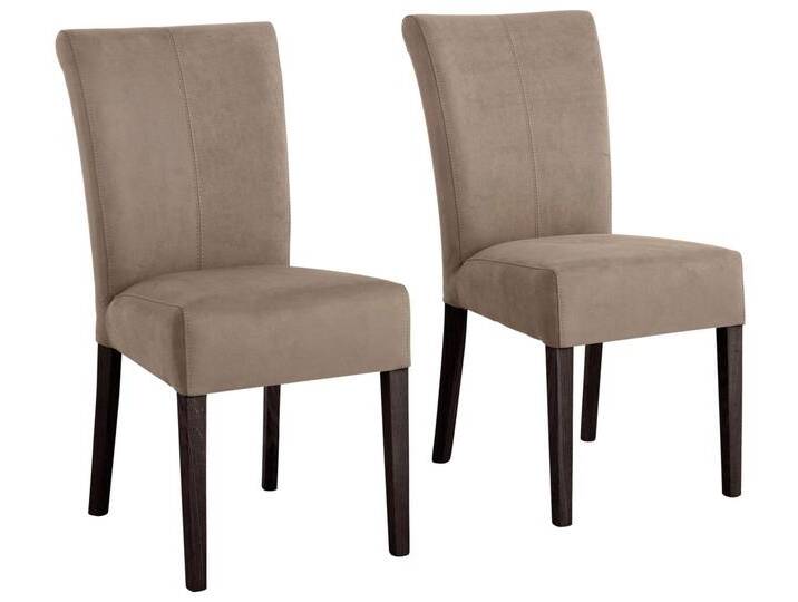 Home affaire Esszimmerstuhl Queen (Set, 2 St), Beine aus massiver Buche, wengefarben lackiert, Polsterstuhl, grau, 2 St., taupe von Home-affaire
