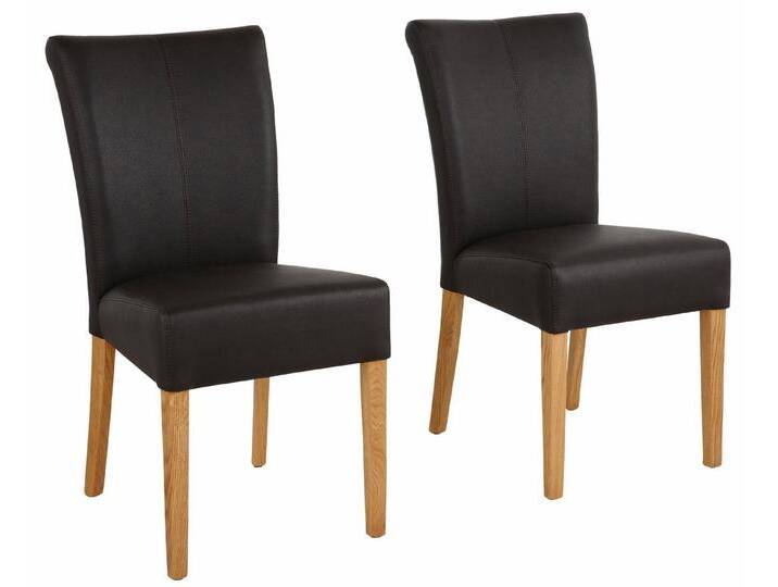 Home affaire Esszimmerstuhl Queen Polsterstuhl BESTSELLER (Set, 2 St), verschiedene Bezüge, Gestell Massivholz, braun, 2 St., dunkelbraun von Home-affaire