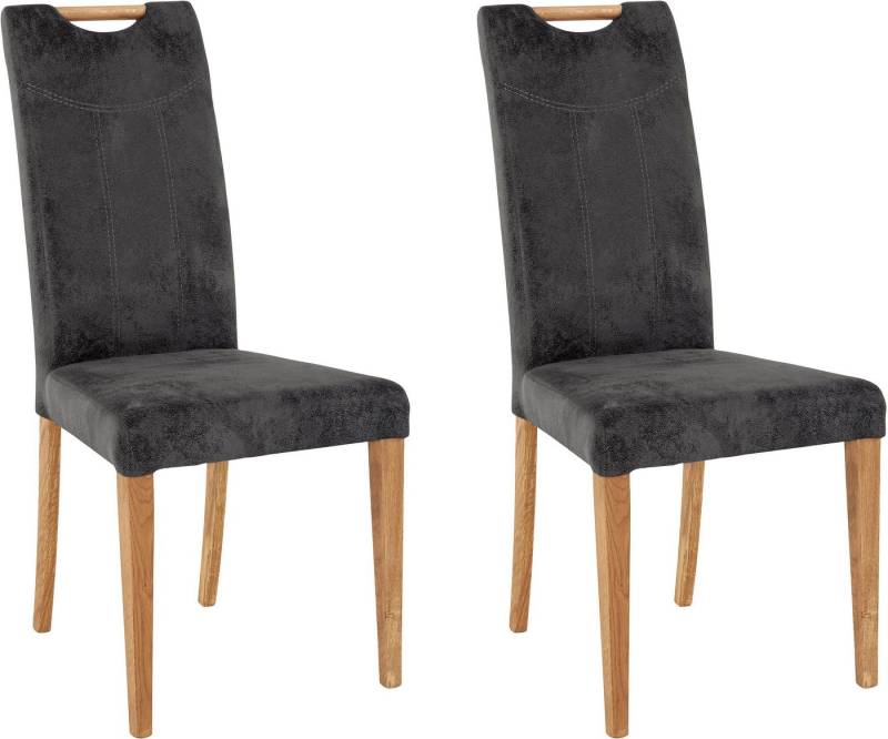 Home affaire Esszimmerstuhl Roberta Polsterstuhl, Gestell Eiche massiv (Set, 2 St), Bezug aus strapazierfähiger Microfaser von Home affaire