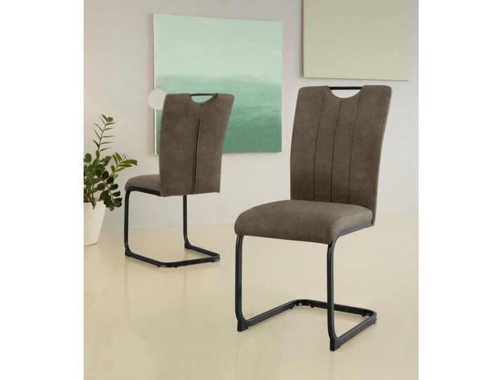 Home affaire Freischwinger Napoli (Set, 2 St), Vintage-Mikrofaser Bezug, Belastbarkeit bis 130kg, im 2er oder 4er Set, braun, 2 St. von Home-affaire