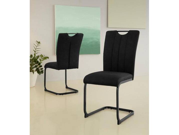 Home affaire Freischwinger Napoli (Set, 2 St), Vintage-Mikrofaser Bezug, Belastbarkeit bis 130kg, im 2er oder 4er Set, schwarz, 2 St. von Home-affaire