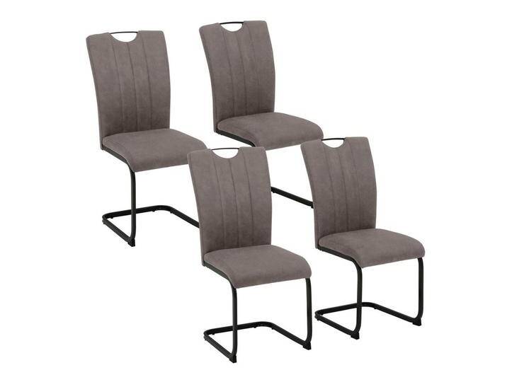 Home affaire Freischwinger Napoli (Set, 4 St), Vintage-Mikrofaser Bezug, Belastbarkeit bis 130kg, im 2er oder 4er Set, grau, 4 St. von Home-affaire