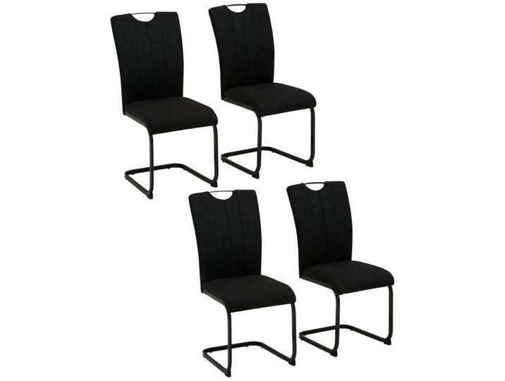 Home affaire Freischwinger Napoli (Set, 4 St), Vintage-Mikrofaser Bezug, Belastbarkeit bis 130kg, im 2er oder 4er Set, schwarz, 4 St. von Home-affaire