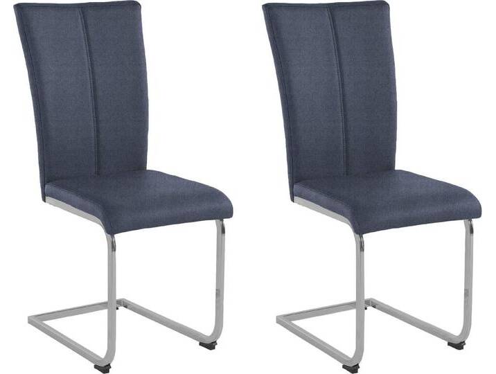 Home affaire Freischwinger Nils (Set, 2 St), Stuhl belastbar bis 120 Kg, Gestell Metall im Chrom-Look oder Schwarz, blau, Gestell in Chrom-Look von Home-affaire
