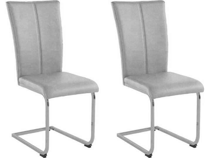Home affaire Freischwinger Nils (Set, 2 St), Stuhl belastbar bis 120 Kg, Gestell Metall im Chrom-Look oder Schwarz, grau, Gestell in Chrom-Look von Home-affaire