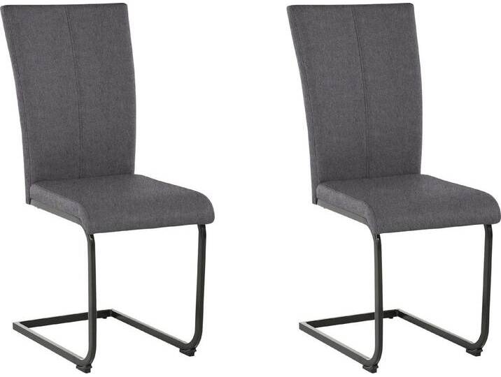 Home affaire Freischwinger Oliver (Set, 2 St), Stuhl belastbar bis 120 Kg, grau, Metall-Polyester-Sperrholz, dunkelgrau (Capulet 4009) von Home-affaire