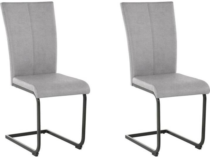 Home affaire Freischwinger Oliver (Set, 2 St), Stuhl belastbar bis 120 Kg, grau, Metall-Polyester-Sperrholz, hellgrau (Arizona 4411) von Home-affaire