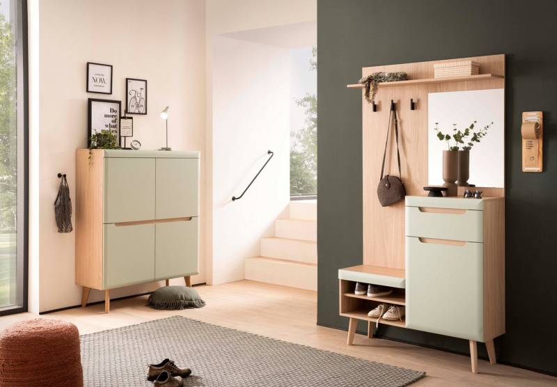 Home affaire Garderoben-Set Torge, Garderobe mit Stauraum, Garderobenschrank im Scandic Design, (Set, 2-St), enthält Highboard und Garderobe mit Spiegel, in zwei Farben von Home affaire