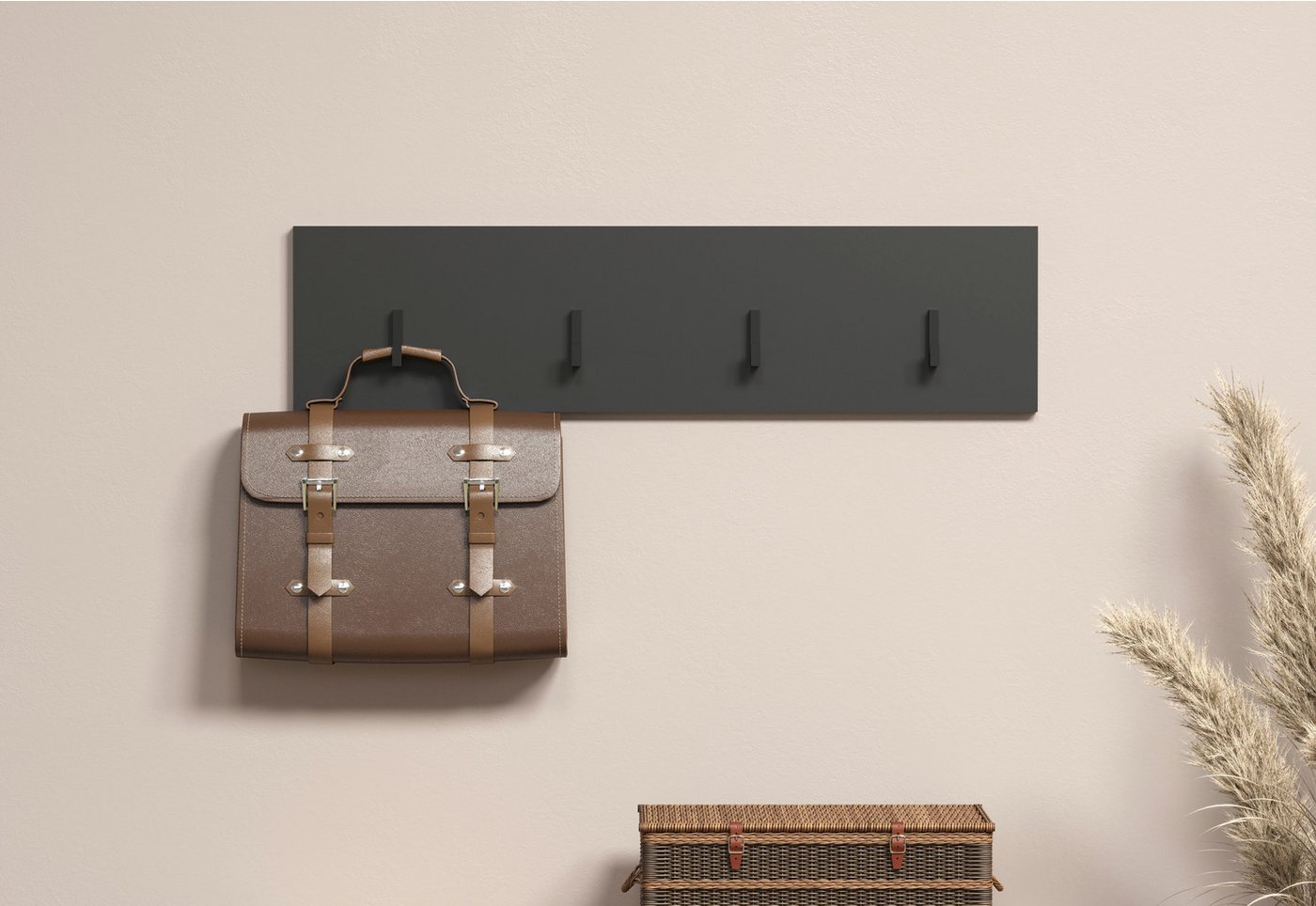 Home affaire Garderobenleiste Estepona (1 St), Wandpaneel mit 4 Kleiderhaken – (B/T/H) 80/2/20 cm von Home affaire