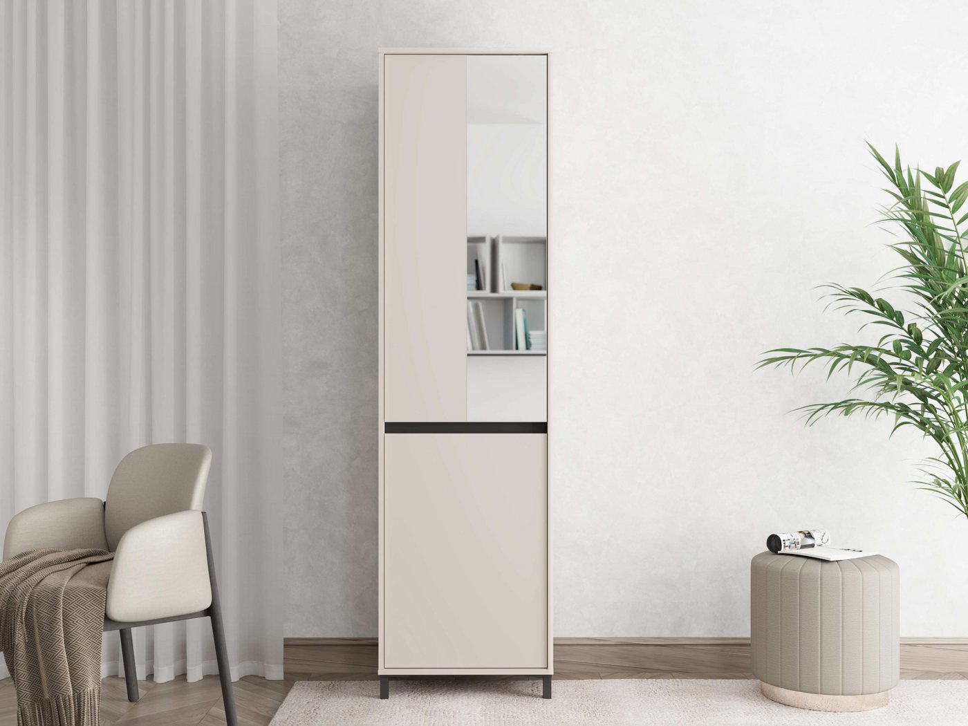 Home affaire Garderobenschrank Arran, Stauraumschrank, Flurschrank, ausziehbare Kleiderstange Spiegeltür, zwei Regale. Gesamtbreite 54,5 cm Home affaire Garderobenschrank Arran, Stauraumschrank, Flurschrank, ausziehbare Kleiderstange Spiegeltür, zwei Regale. Gesamtbreite 54,5 cm von Home affaire