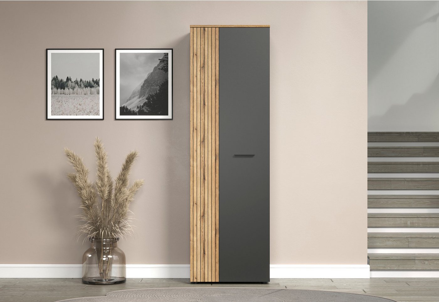 Home affaire Garderobenschrank Estepona (1-St) Flurschrank mit 2 Türen & 1 Kleiderstange – (B/T/H) 60/36/195 cm von Home affaire