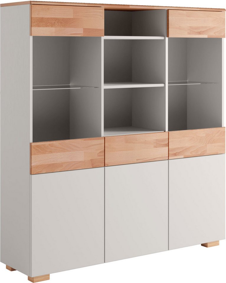 Home affaire Highboard Citra teilmassiv, Höhe 145cm, moderne grifflose Optik mit push to open Funktion von Home affaire