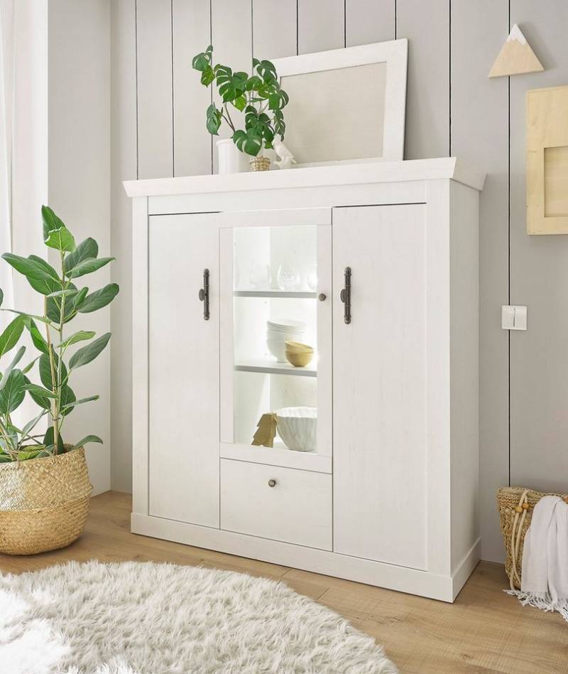 Home affaire Highboard RAVENNA, im romantischen Landhausstil, Griffe aus Metall, Höhe 146 cm von Home affaire