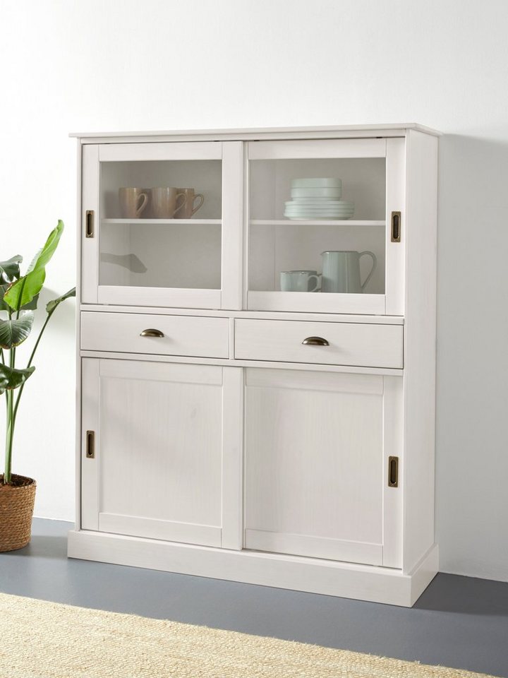 Home affaire Highboard Schröder, Vitrine aus massivem Kiefernholz, Breite 114 cm von Home affaire