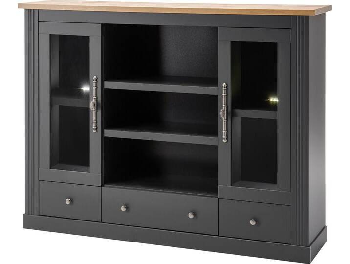 Home affaire Highboard Westminster BESTSELLER! (Höhe ca. 122cm), im angesagten Landhaus-Look, grau, Dunkelgrau, Wotan Eiche von Home-affaire