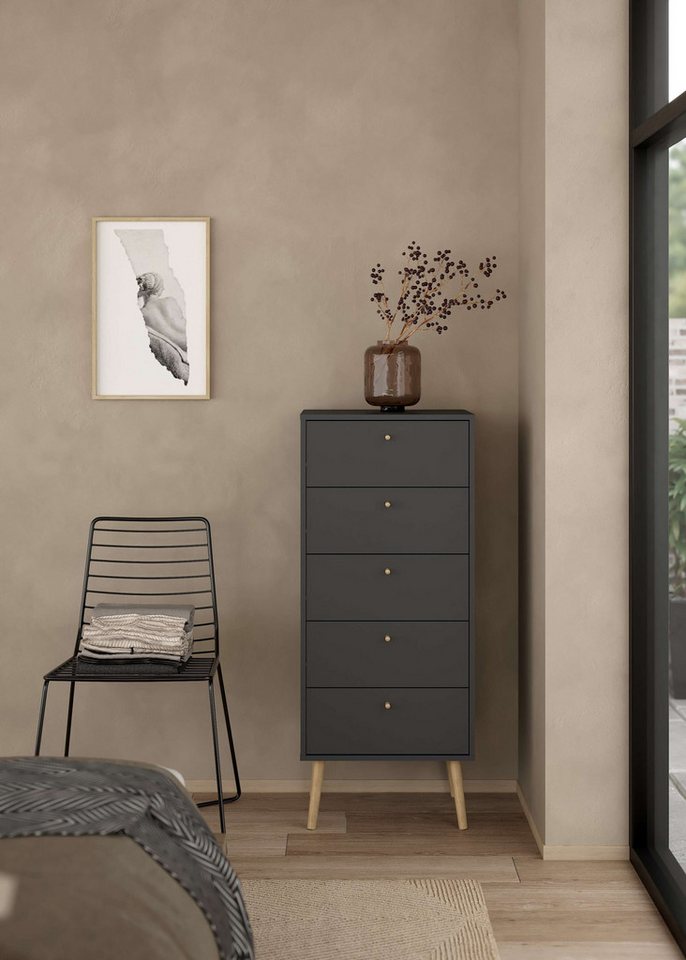 andas Highboard Bodo, Hochkommode, Aufbewahrung, Stauraum, mit 5 Schubladen, Beine und Griffe aus Echtholz, Breite 50 cm andas Highboard Bodo, Hochkommode, Aufbewahrung, Stauraum, mit 5 Schubladen, Beine und Griffe aus Echtholz, Breite 50 cm von andas