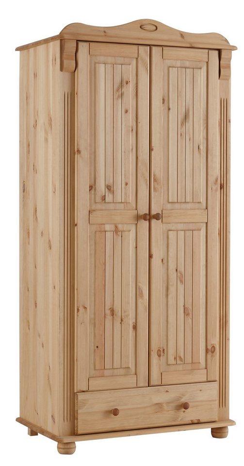 Home affaire Kleiderschrank Adele (4 Breiten: 92/130/169/207 H/T ca. 191/54 cm) aus massiver Kiefer,Spiegel beim 4-und 5-trg.Schrank, Innenausstattung von Home affaire