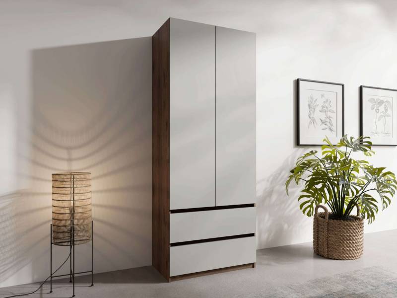 Home affaire Kleiderschrank GERMO mit 1 Einlegeböde, 2 Schubladen, 1 Kleiderstange, 90/51/230cm Garderobe mit 2 Drehtüren, Wäscheschrank mit viel Stauraum von Home affaire