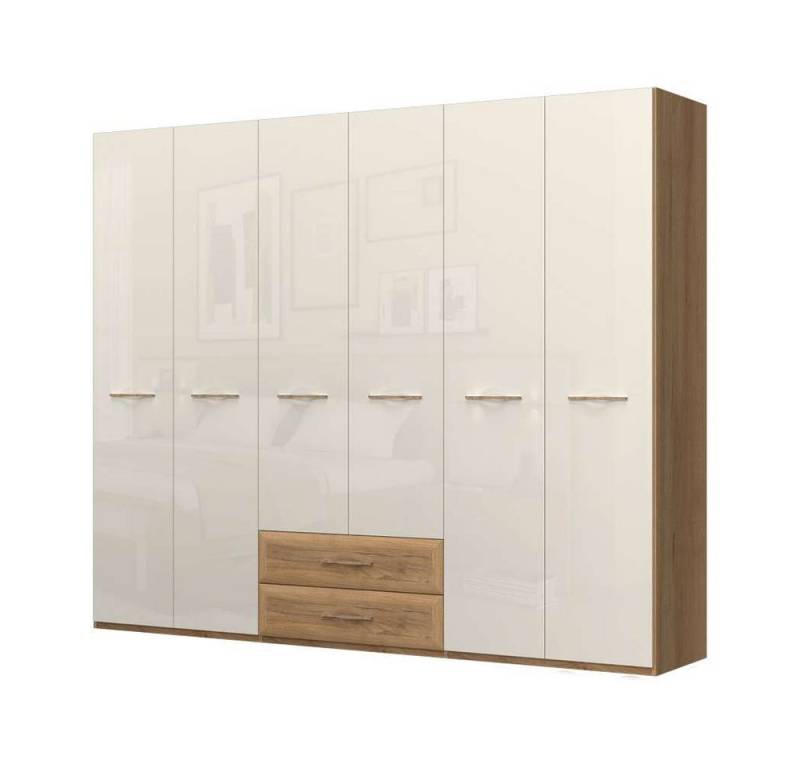 Home affaire Kleiderschrank Gala, beige hochglänzend UV lackiert, kratzfest, FSC-zertifiziert (abgerundete Schubladen aus MDF im Holzdekor, soft-close) hoher Schrank (224cm), wahlweise in 4 Breiten, Made in Europe von Home affaire