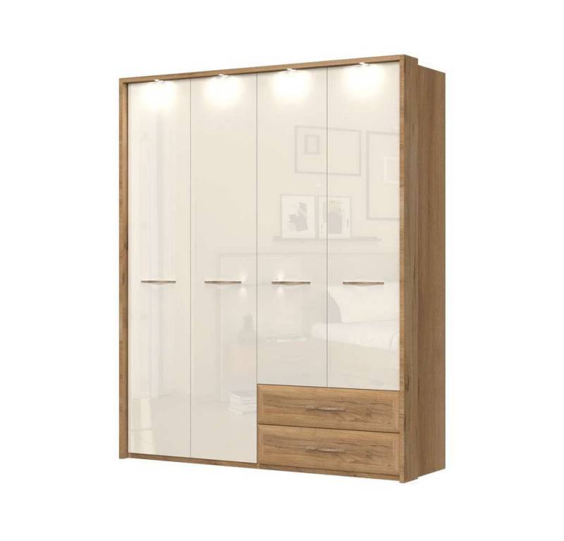 Home affaire Kleiderschrank Gala, beige hochglänzend UV lackiert, kratzfest, FSC-zertifiziert (abgerundete Schubladen aus MDF im Holzdekor, soft-close) mit Beleuchtung und Passpartourahmen, hoher Schrank (224cm), 3 Breiten Home affaire Kleiderschrank Gala, beige hochglänzend UV lackiert, kratzfest, FSC-zertifiziert (abgerundete Schubladen aus MDF im Holzdekor, soft-close) mit Beleuchtung und Passpartourahmen, hoher Schrank (224cm), 3 Breiten von Home affaire