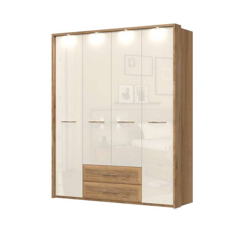 Home affaire Kleiderschrank Gala, beige hochglänzend UV lackiert, kratzfest, FSC-zertifiziert (abgerundete Schubladen aus MDF im Holzdekor, soft-close) mit Beleuchtung und Passpartourahmen, hoher Schrank (224cm), 4 Breiten Home affaire Kleiderschrank Gala, beige hochglänzend UV lackiert, kratzfest, FSC-zertifiziert (abgerundete Schubladen aus MDF im Holzdekor, soft-close) mit Beleuchtung und Passpartourahmen, hoher Schrank (224cm), 4 Breiten von Home affaire