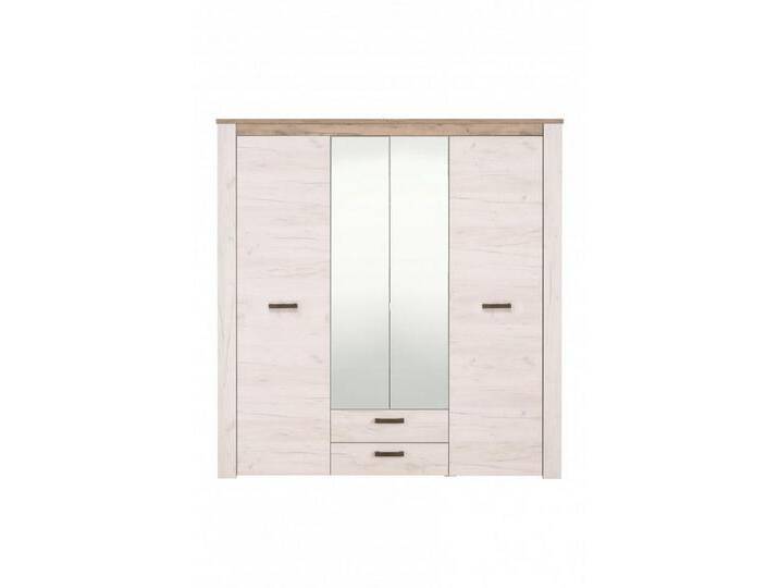 Home affaire Kleiderschrank Kent, FSC®-zertifizierter Holzwerkstoff, Made in Europe Schlafzimmerschrank mit Spiegel und Schubladen, 198,5x55,5x206,5cm von Home-affaire