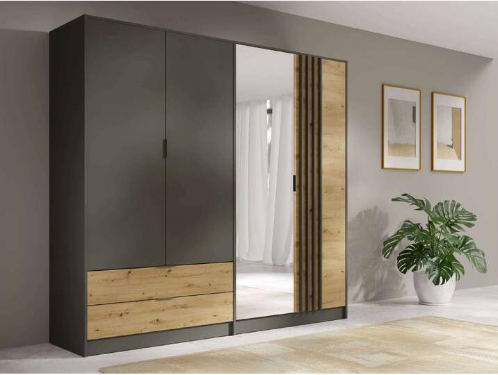 Home affaire Kleiderschrank Kleiderschrank Loreto mit Schubkästen und Spiegel, B/T/H 220/54/202 cm Schrank mit Drehtüren und Schubladen Home affaire Kleiderschrank Kleiderschrank Loreto mit Schubkästen und Spiegel, B/T/H 220/54/202 cm Schrank mit Drehtüren und Schubladen von Home-affaire