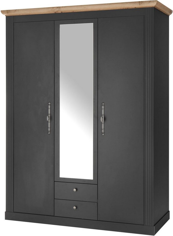 Home affaire Kleiderschrank WESTMINSTER Wäscheschrank in 2 Farben, Landhausschrank Metallgriffe Drehtürenschrank mit Spiegel, Schlafzimmerschrank, 149 cm breit von Home affaire
