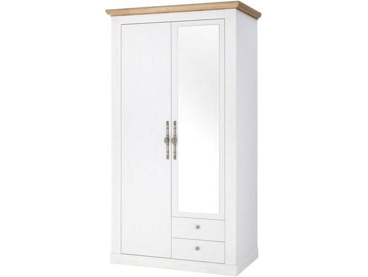 Home affaire Kleiderschrank WESTMINSTER Wäscheschrank in 2 Farben, Landhausschrank Metallgriffe Drehtürenschrank mit Spiegel, Schlafzimmerschrank, 109 cm breit von Home-affaire