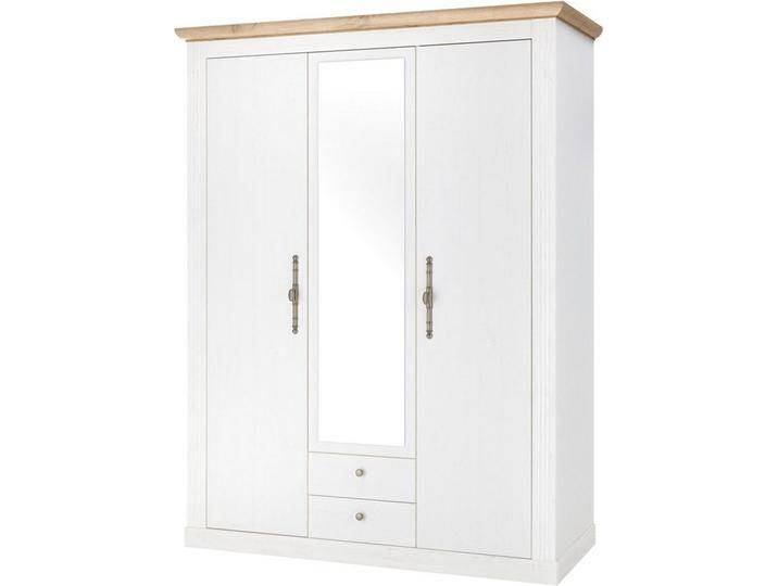 Home affaire Kleiderschrank WESTMINSTER Wäscheschrank in 2 Farben, Landhausschrank Metallgriffe Drehtürenschrank mit Spiegel, Schlafzimmerschrank, 149 cm breit von Home-affaire