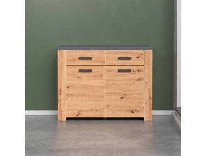 Home affaire Kommode Ambres (1 St), Kommode mit 2 Türen & 2 Schubladen - (B/T/H) 116/35/91 cm, braun von Home-affaire