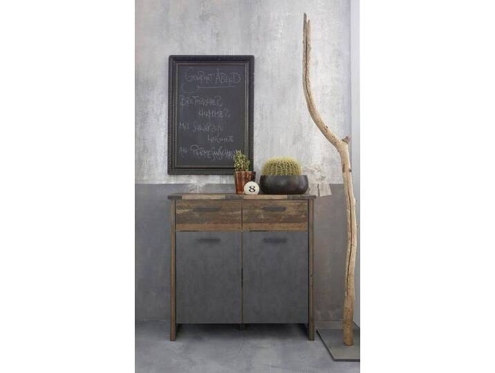 Home affaire Kommode Bristol, Rustikaler Wohnzimmerschrank mit 2 Schubladen und 4 Fächern, braun von Home-affaire