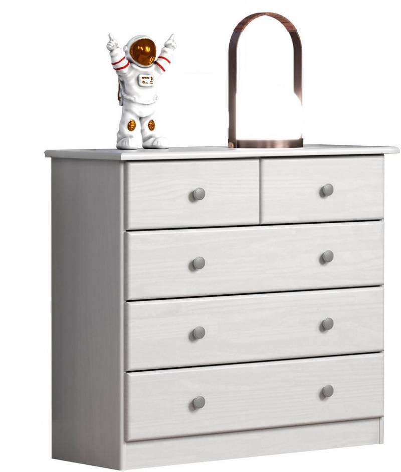 Home affaire Schubkastenkommode Delsbo Kommode Wäscheschrank Beistellschrank Schrank Bestseller (1 St., Landhaus Design aus Kiefernholz), Massivholz Sideboard mit 5 Schubladen - Metall-Knopfgriffe von Home affaire