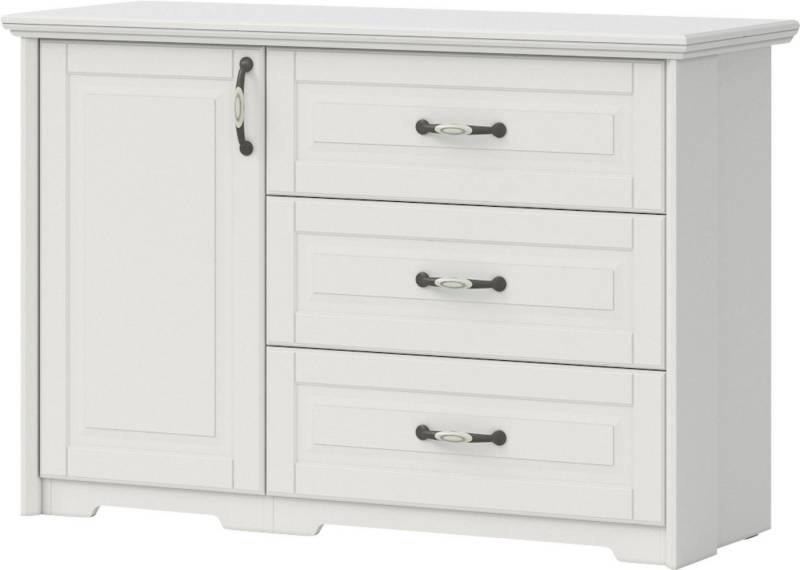 Home affaire Kombikommode Evergreen, Maße: B/T/H 131/48/88cm, Soft-Close-Funktion (1-türig und 3 Schubladen), im klassischen Landhausstil,FSC-zertifiziert,hochwertige UV Lackierung von Home affaire