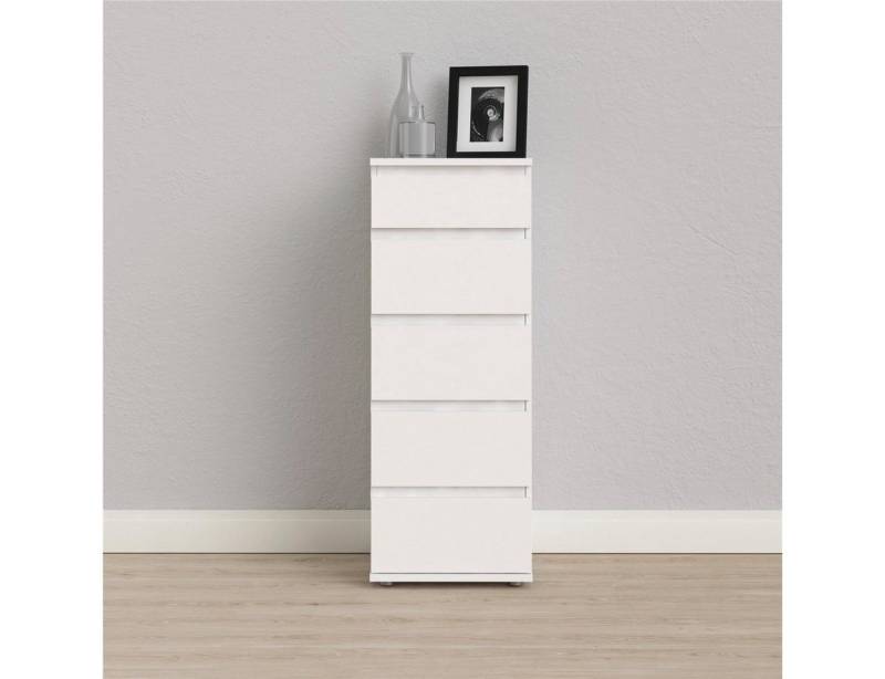 INOSIGN Kommode Nova, Aufbewahrung mit 5 Schubladen, folienbeschichtet, grifflos, Minimalistisch in Weiß oder Eichenoptik, skandinavisches Design von INOSIGN