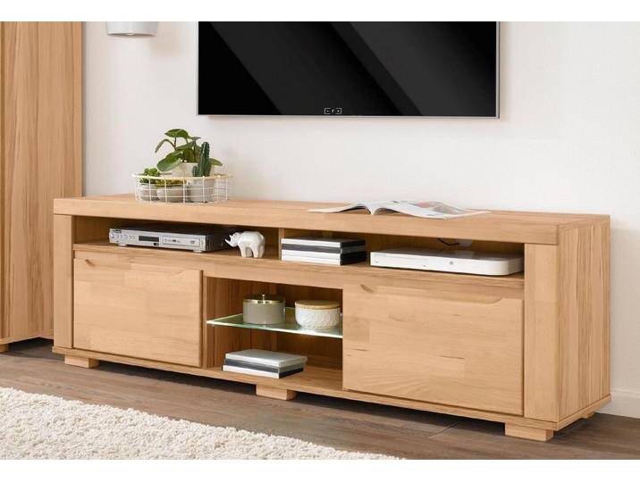 Home affaire Lowboard Denis, Breite 160 cm, braun, Holzwerkstoff Kernbuchefarben (Korpus)/ Massivholz Kernbuche (Front) von Home-affaire