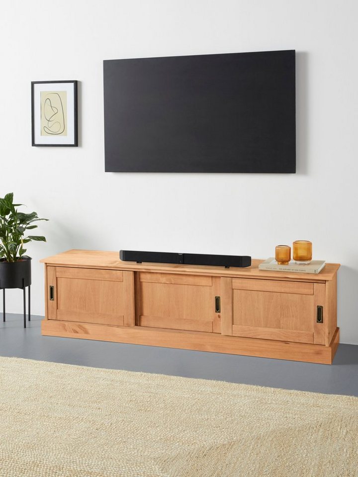 Home affaire Lowboard Schröder, Kommode mit 3 Schiebetüren, aus massivem Kiefernholz von Home affaire