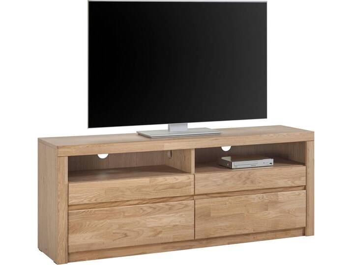 Home affaire Lowboard Silkeborg, Breite 140 cm, braun, Holzwerkstoff eichefarben (Korpus) / Massivholz Eiche (Front) von Home-affaire