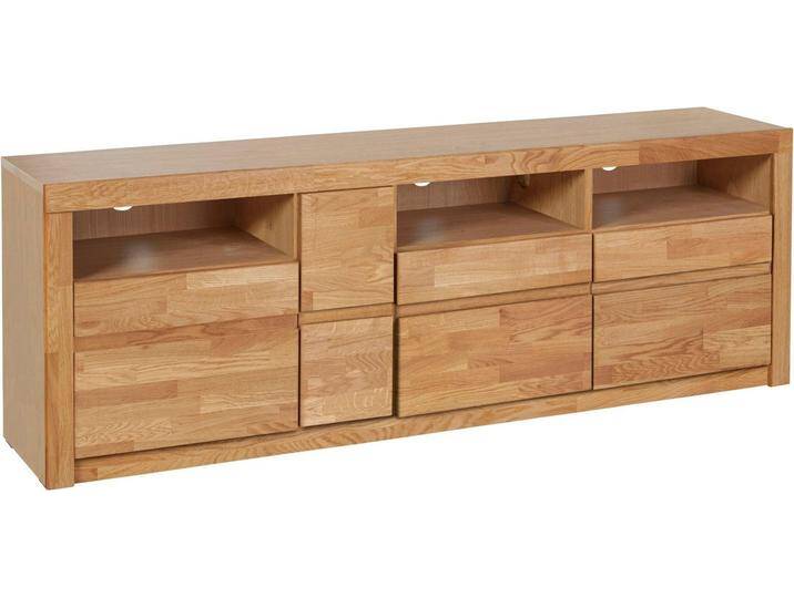 Home affaire Lowboard Silkeborg, Breite 160 cm, braun, Holzwerkstoff eichefarben (Korpus) / Massivholz Eiche (Front) von Home-affaire