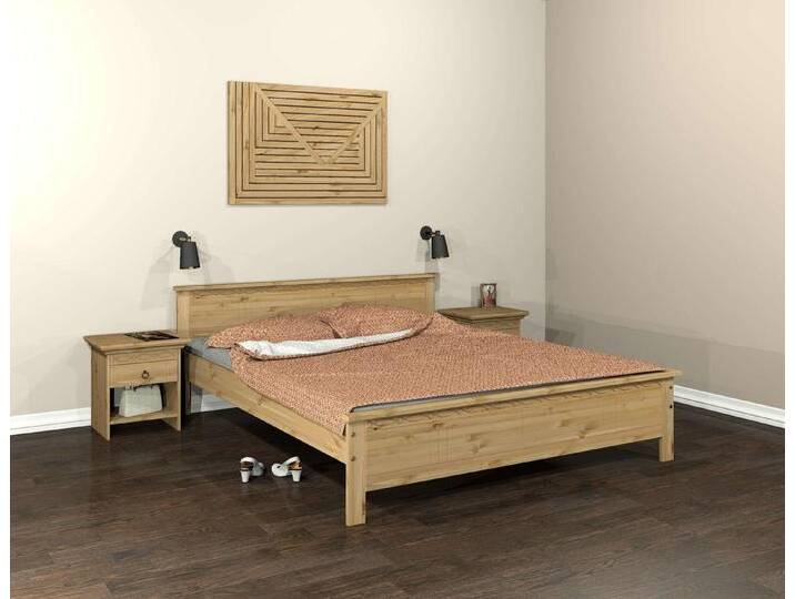 Home affaire Massivholzbett Indra, TOPSELLER, Landhausstil, edles Design,zertifiziertes Massivholz (Breite/Belastbarkeit 180cm/220 KG, 140cm/180 KG, 90cm/120 KG), mit dekorativen Fräsungen, in 2 Breiten und Farben, beige von Home-affaire