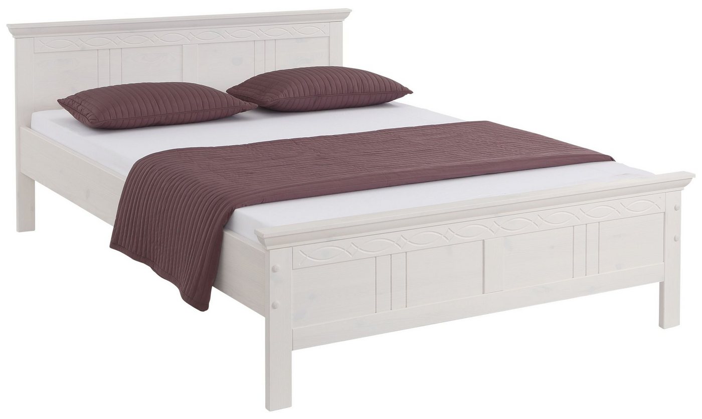 Home affaire Massivholzbett Indra, TOPSELLER, Landhausstil, edles Design,zertifiziertes Massivholz (Breite/Belastbarkeit 180cm/220 KG, 140cm/180 KG, 90cm/120 KG), mit dekorativen Fräsungen, in 2 Breiten und Farben Home affaire Massivholzbett Indra, TOPSELLER, Landhausstil, edles Design,zertifiziertes Massivholz (Breite/Belastbarkeit 180cm/220 KG, 140cm/180 KG, 90cm/120 KG), mit dekorativen Fräsungen, in 2 Breiten und Farben von Home affaire