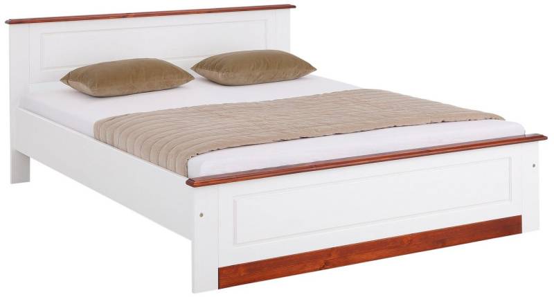 Home affaire Massivholzbett Madrid, Landhausstil, hohe Belastbarkeit! (Breite/Belastbarkeit 180cm/220 KG, 160cm/200 KG, 90cm/=120 KG), aus FSC®-zertifizierter Kiefer, INKLUSIVE Rollrost, Kassettenoptik von Home affaire