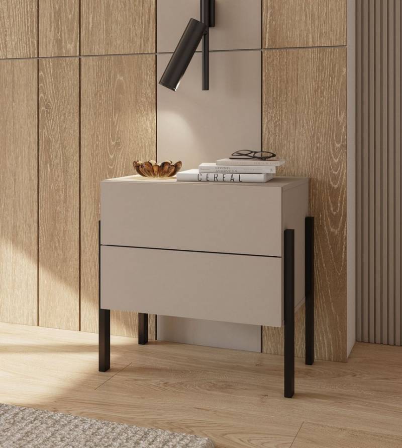 Home affaire Nachtkommode Jukon, Breite 59 cm, moderne Kommode mit zwei Schubladen, Nako mit zwei Schubladen, push to open Funktion von Home affaire