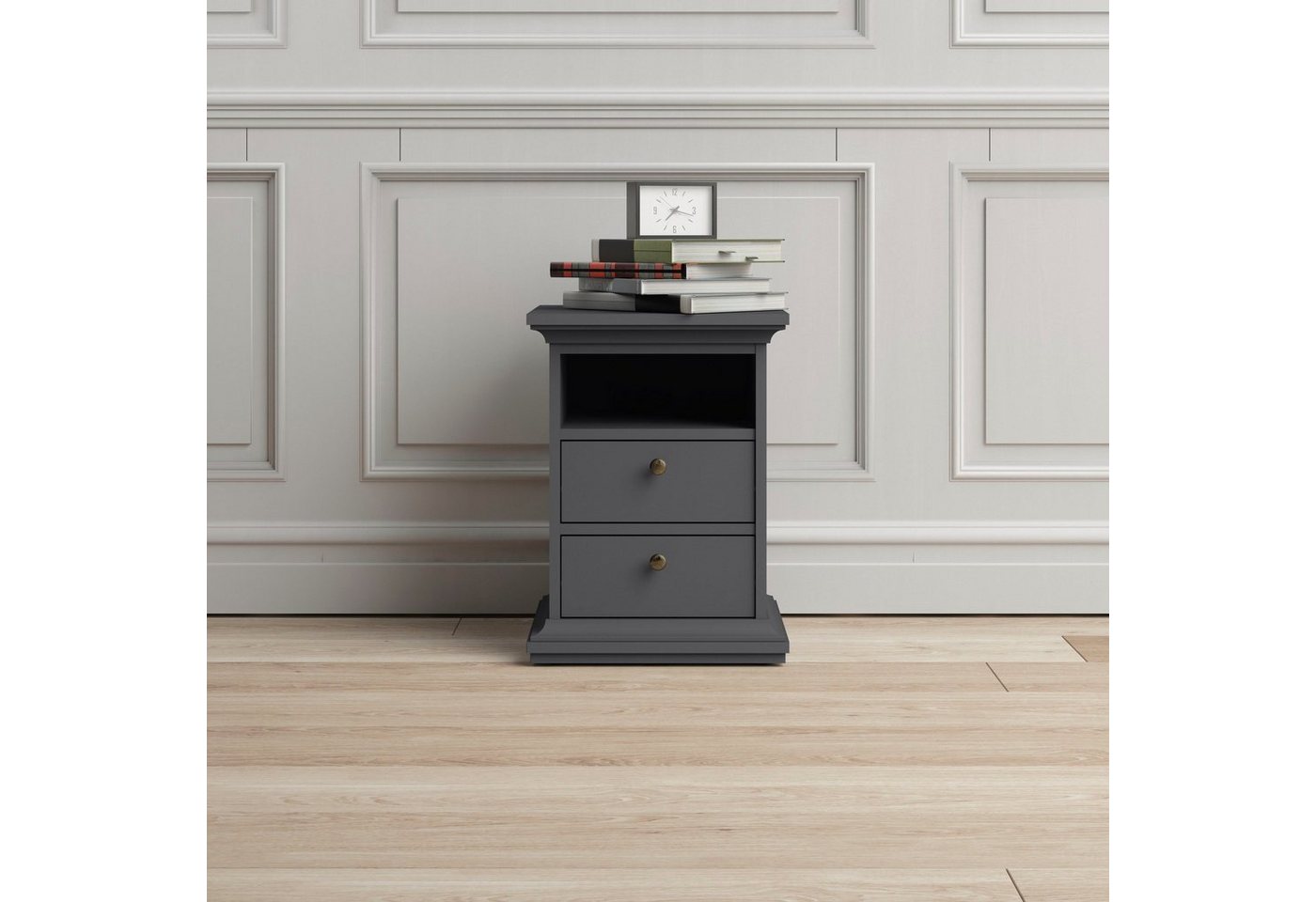 Home affaire Nachttisch Paris Nachtkommode, Nachtschrank, Beistelltisch, mit 2 Schubladen und 1 offenen Fach, Breite 44 cm, Höhe 59 cm Home affaire Nachttisch Paris Nachtkommode, Nachtschrank, Beistelltisch, mit 2 Schubladen und 1 offenen Fach, Breite 44 cm, Höhe 59 cm von Home affaire