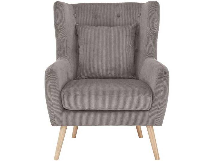 Home affaire Ohrensessel Yamuna, mit Sitzpolsterung, Gestell und Füße aus Massivholz, Sitzhöhe 47 cm, grau, hellgrau von Home-affaire