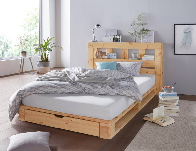 Home affaire Palettenbett ALASCO " BESTSELLER! Mit Schublade, zertifiziertes Massivholz, erweiterbar zum Doppel- oder Familienbett" von Home affaire