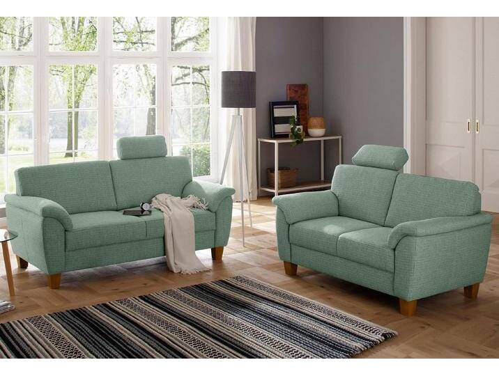 Home affaire Polstergarnitur Texel, als Set, mit Federkern und Kontrastnaht, grau grün, grüngrau von Home-affaire