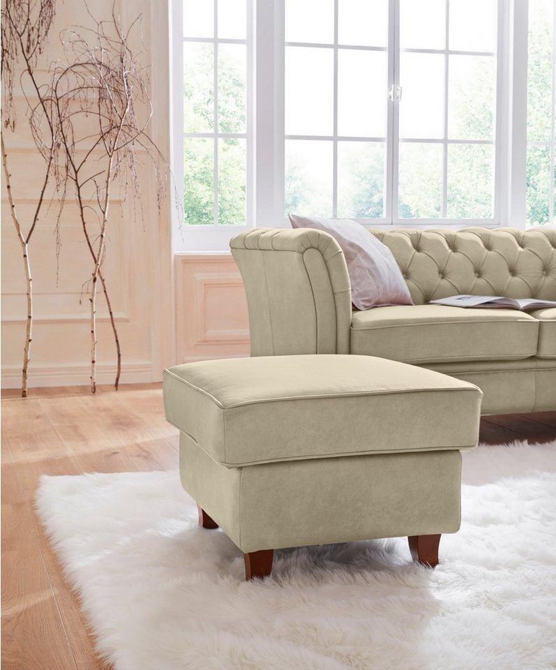 Home affaire Polsterhocker Reims, echte Chesterfield-Knopfheftung, Samtoptik mich changierender Optik von Home affaire