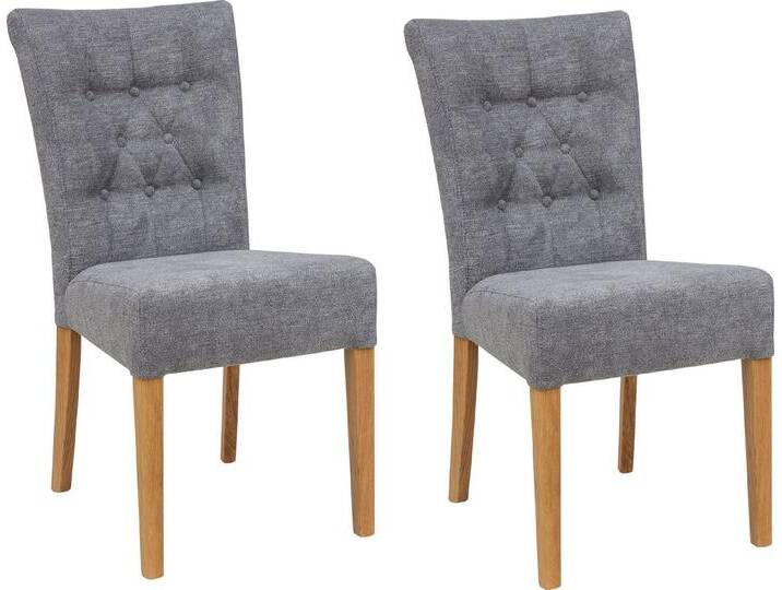 Home affaire Polsterstuhl Queen (Set, 6 St), Esszimmerstuhl mit Knopfheftung, 2er, 4er oder 6er-Set, blau grau, 6 St., blaugrau von Home-affaire
