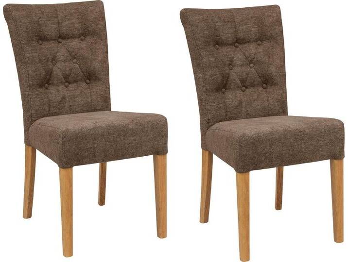 Home affaire Polsterstuhl Queen (Set, 6 St), Esszimmerstuhl mit Knopfheftung, 2er, 4er oder 6er-Set, braun, 6 St., braun von Home-affaire